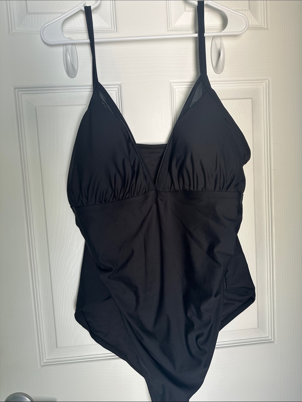 Time and Tru Black V-Neck One-Piece Swimsuit